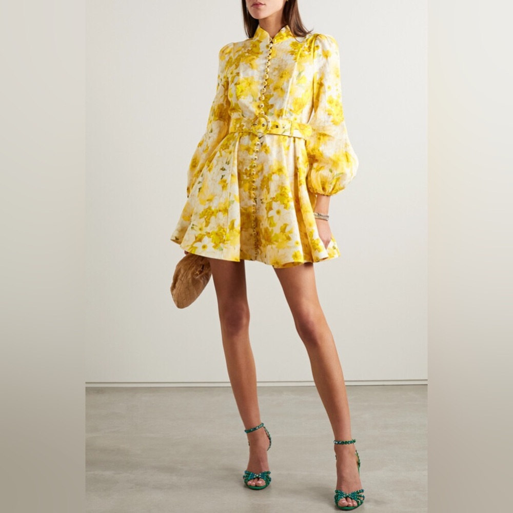 Zimmermann Wonderland Belted Floral-print Dress - Size 1